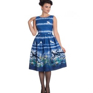 Hell Bunny retro blue deer Audrey style dress